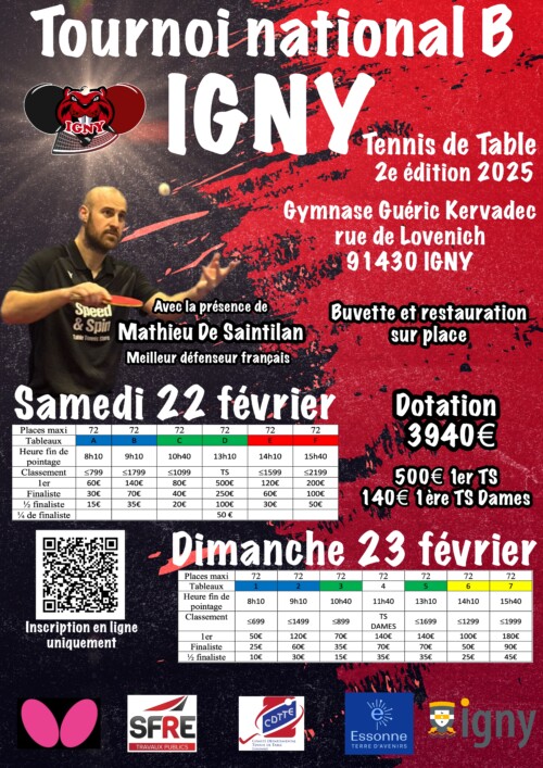 Image de l'événement: Tournoi tennis de table : national B